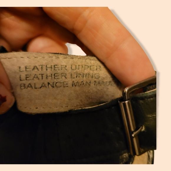 8.5 black genuine leather slingback boho chunky sandal heels - Picture 4 of 8